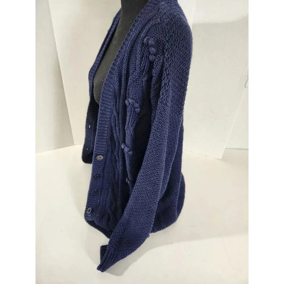 Women's Worthington Heavyweight Sweater Cardigan Size Medium Navy Vintage - Picture 3 of 8